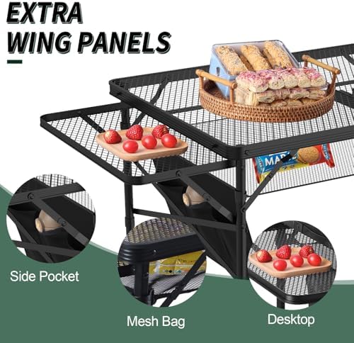 WildFinder Folding Table with 2 Wing Panels, 3x2 FT Foldable Camping Table