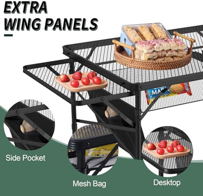 WildFinder Folding Table with 2 Wing Panels, 3x2 FT Foldable Camping Table