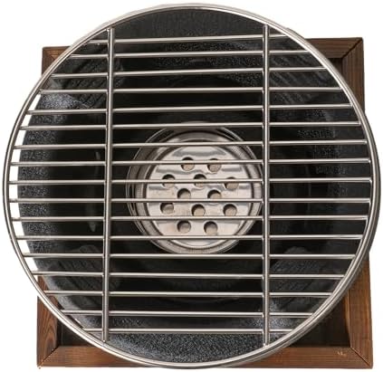 Japanese Yakitori Konro Grill Tabletop Round BBQ Grill Charcoal Stove Portable Camping Grill 8 inch Diameter Aluminum Alloy (Wire Grid Top)
