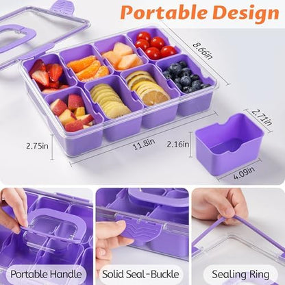 Snackle Box Container Dishwasher Safe Divided Serving Tray with Lid Handle