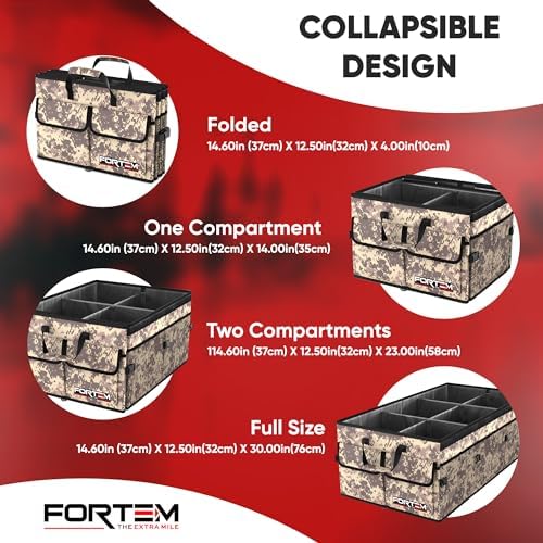 FORTEM Trunk Organizer - Foldable Car Organizer & Storage for SUVs & Trucks
