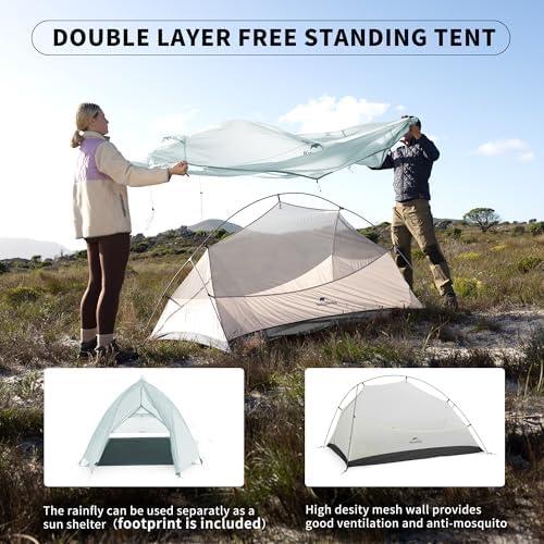 Naturehike Cloud-Up 2 Person Tent Lightweight Backpacking Tent with Footprint - Free Standing Ultralight Camping Hiking Backpack Tents Two Person Tent