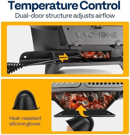 VIVOHOME Oval Cast Iron Grill with Interchangeable Grates & Griddle