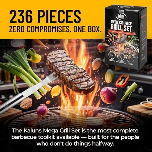 Kaluns 236 PCS Ultimate Grill Master Gift Set – Complete BBQ Accessories Kit with Virtually Everything Needed for Grilling, Smoking & BBQ