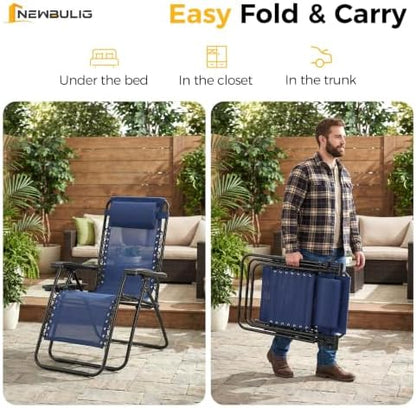 NEWBULIG Zero Gravity Chairs Set of 4, Folding Lounge Recliner Chair
