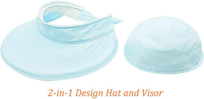HINDAWI Sun Hats for Women with UV Protection Wide Brim Sun Hat Visor Summer Beach Outdoor Foldable Womens Cap
