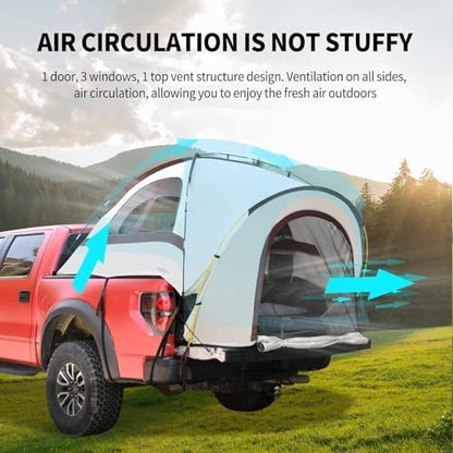 Tecoom Truck Bed Tent, Double Layer Waterproof PU3000mm for 5.5-6.7ft, Portable 1-3 Person Compact Full Size Pickup with Rain Fly for Outdoor, Camping, Road Trip, Beach