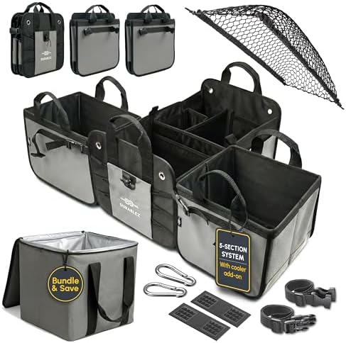 Modular 5-Section Heavy Duty Trunk Organizer, Gray