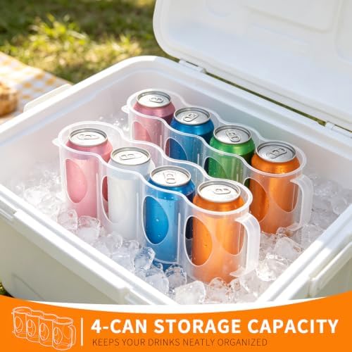 Portable Soda Can Organizer for Cooler, 2 Pack Cooler Can Organizer, 4 Slot