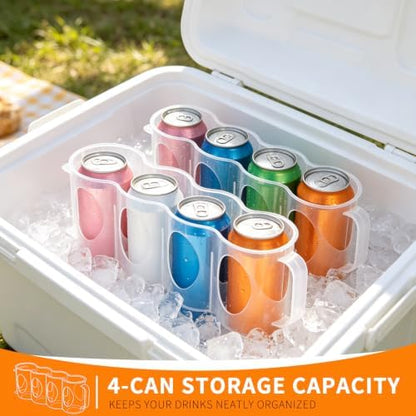 Portable Soda Can Organizer for Cooler, 2 Pack Cooler Can Organizer, 4 Slot