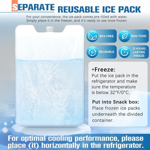 Chilled Portable Snackle Box Container with Ice Pack, Divided Serving Tray with Insulated Bag, Beach Essentials for Summer, Snack Containers for Road Trip Charcuterie Snack Picnic, White