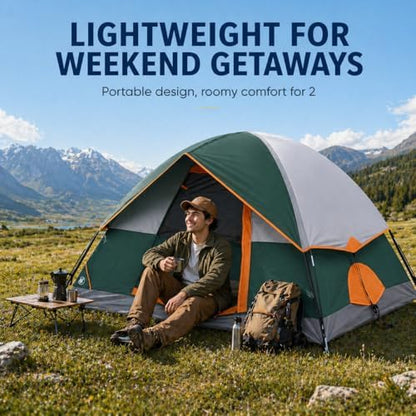 Simple Deluxe 2/4/6/8 Person Cabin Tents for Camping, Outdoor Tent 5-Minute Quick Setup with Mesh Doors, Windows, Waterproof & Sturdy Poles, Ideal for Family Camping, Hiking Outdoor Use
