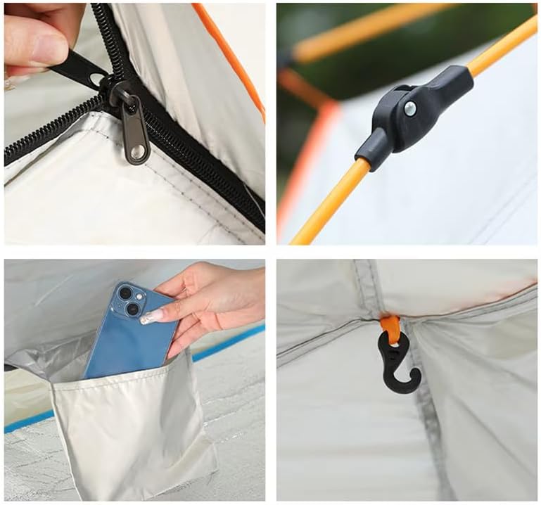 Fully Automatic Pop-Up Tent, 2-Person All-Weather Outdoor Tent with Double Doors, Mosquito Mesh, Water-Resistant Silver-Coated Fabric, and Wind-Proof Design for Easy Setup,White