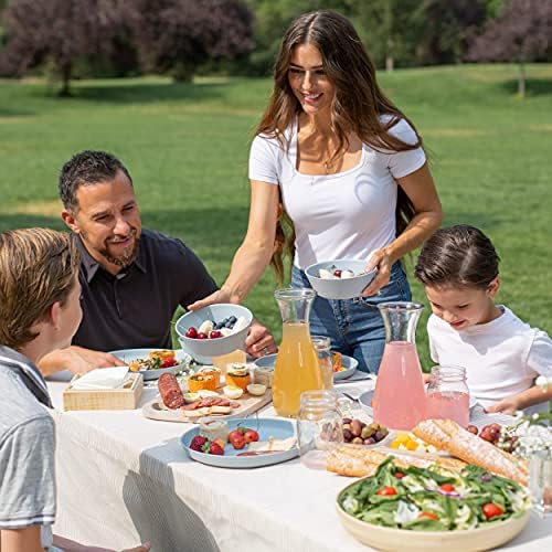 Grow Forward Premium Wheat Straw Plates and Bowls Sets - 8-Piece Wheat Straw Dinnerware Sets - Unbreakable & Reusable Microwave Safe Plastic Dinner Plates for Outdoors, RV, Camping Dishes - Glacier