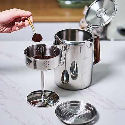 Camping Coffee Percolator Stainless Steel, Stovetop Camp Coffee Maker 9 Cup