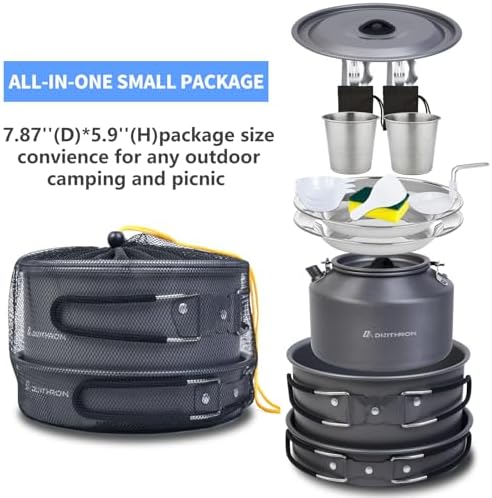 22-Piece Large Camping Cookware Set, 3.3L Pot & Kettle