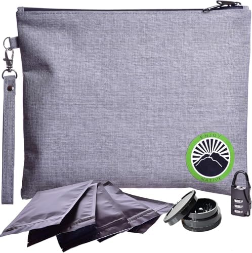 Enjoy Native Smell Proof Bag with Lock 11" x 9", Smell Proof Container, Dog Tested Odor resistant Bags, Best Zipper odor sealing pouch for Herbs, Coffee & Travel Medicine, Scent resistent Containers