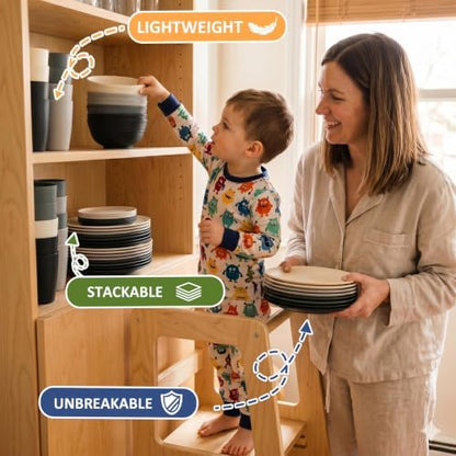 PYRMONT 40 Pcs Wheat Straw Dinnerware Sets Unbreakable Dishes Set for 8