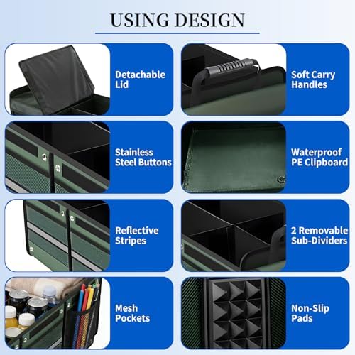 95L Collapsible Car Trunk Organizer, Detachable Insulated Cooler Bag