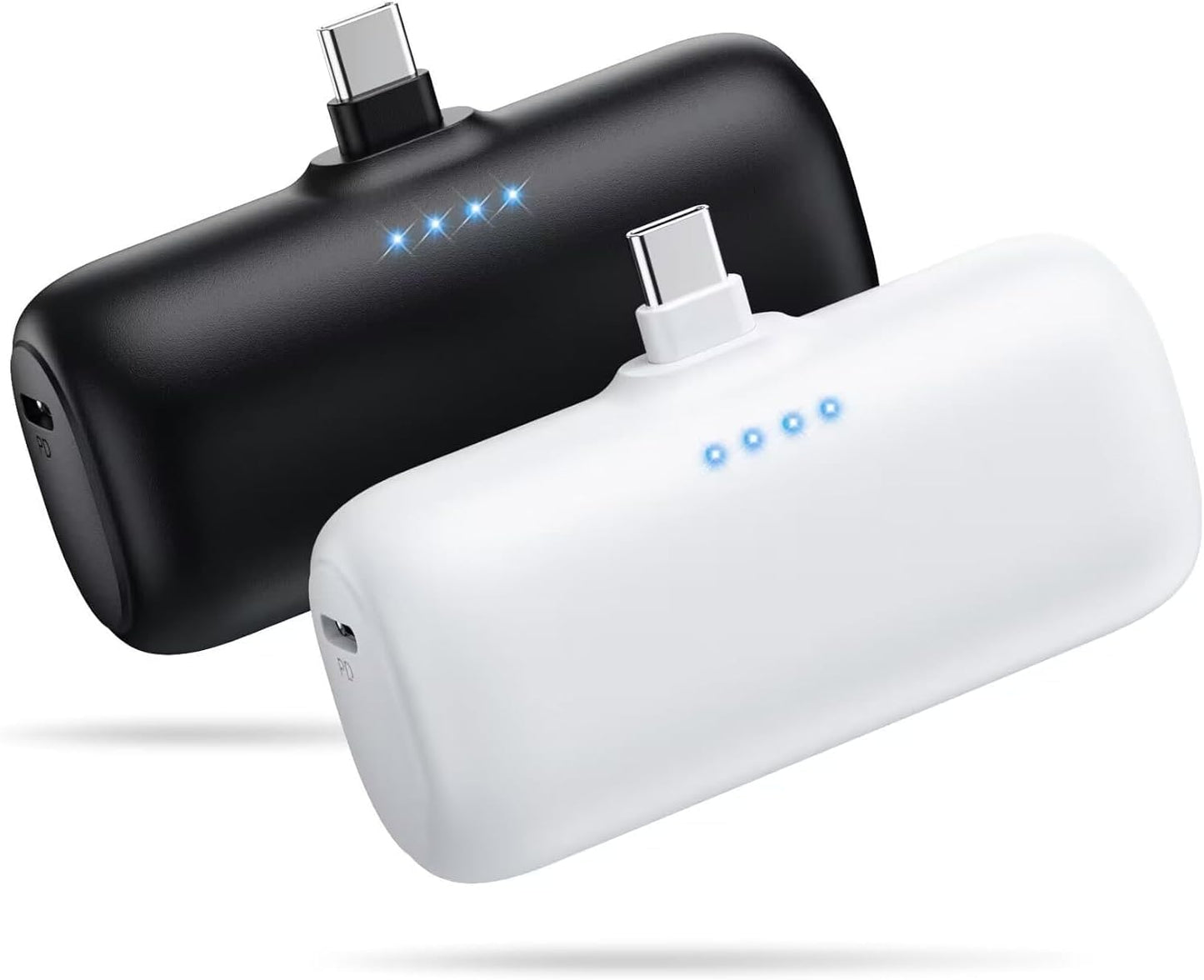[2-Pack] Mini Portable Charger 5200mAh Power Bank, 3A PD USB C Cell Phone Portable Power, LCD Display Battery Pack Compatible with iPhone 15/15 plus/15 pro/15 pro Max/Android Phone/Samsung etc