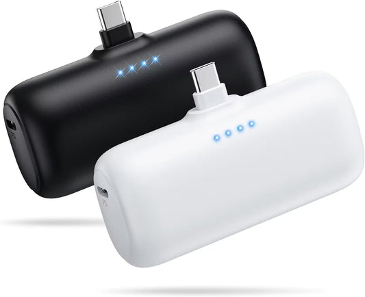 [2-Pack] Mini Portable Charger 5200mAh Power Bank, 3A PD USB C Cell Phone Portable Power, LCD Display Battery Pack Compatible with iPhone 15/15 plus/15 pro/15 pro Max/Android Phone/Samsung etc