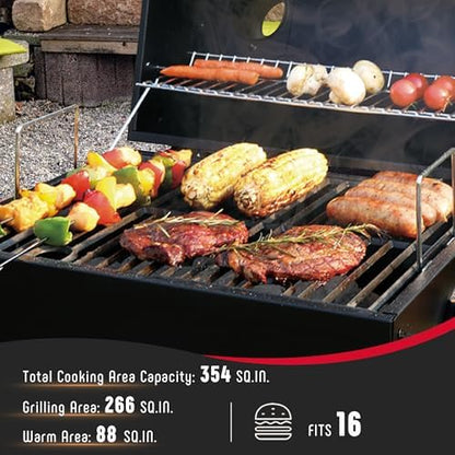 Feasto Portable Tabletop Charcoal Grill, 354 sq.in Cooking Area