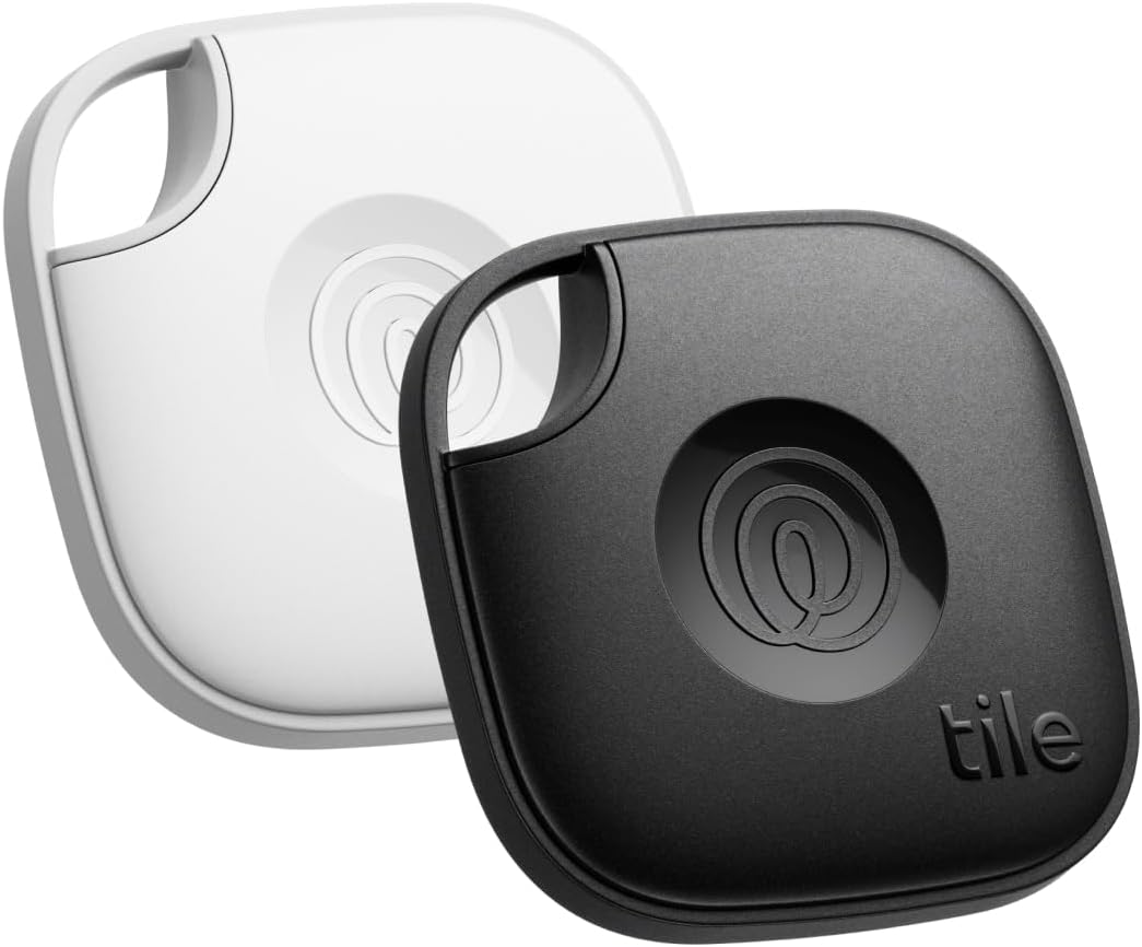 Tile by Life360 Mate - Bluetooth Tracker, Keys Finder and Item Locator for Keys, Bags and More. Phone Finder. Both iOS and Android Compatible. 2-Pack (Black/White)