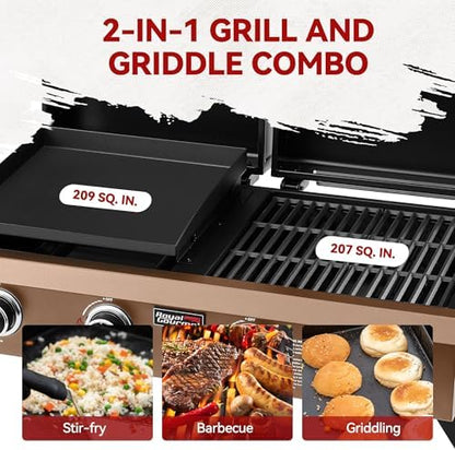 GD4002TPY Portable Tabletop Grill & Griddle Combo Bronze Gold