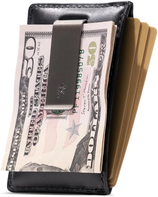 House of Jack Co. Slim Daddy Slim Money Clip Wallet for Men, Minimalistic Front Pocket Card Holder, Full Grain Cowhide Leather Wallet, Black