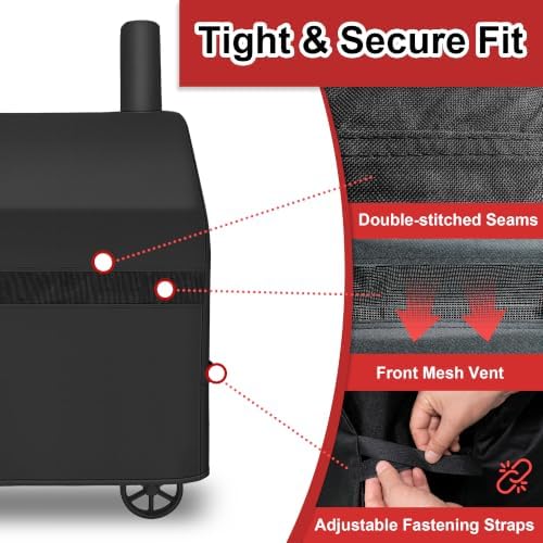iCOVER Offset Smoker Cover 60 inch, Grill Cover with Smoke Stack, Heavy Duty Waterproof 600D Offset Grill Cover, for Brinkmann, Grill Jim Bowie, New Braunfels, Oklahoma Joe's