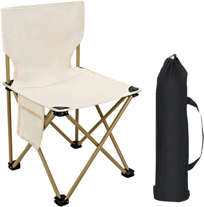 Folding Camping Chair for Small man, Portable Outdoor Backpacking Chair for Hiking, Picnic, Camping, Beach, Ultralight Compact Camping Chair with Carry Bag, 23"D x 14.2"W x 14.2"H (Beige)