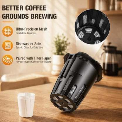 French Press Kit, All-in-One Coffee Press, K Cup Style Pods & Ground