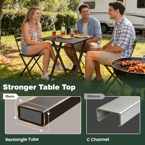 SUNNYFEEL Folding Camping Table - Lightweight Aluminum Portable Picnic Table for Cooking, Beach, Hiking, Travel, Fishing, BBQ, Indoor Outdoor Small Foldable Camp Tables
