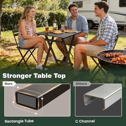 SUNNYFEEL Folding Camping Table - Lightweight Aluminum Portable Picnic Table for Cooking, Beach, Hiking, Travel, Fishing, BBQ, Indoor Outdoor Small Foldable Camp Tables