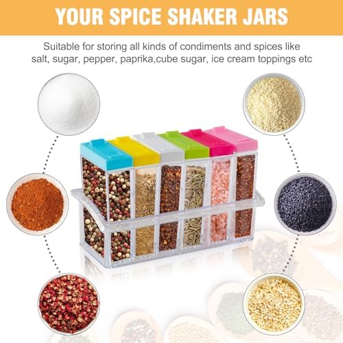 Spice Shaker, 6 Pcs Seasoning Rack Spice Pots Storage Container