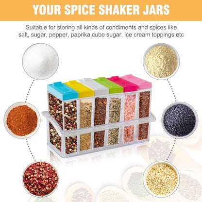 Spice Shaker, 6 Pcs Seasoning Rack Spice Pots Storage Container