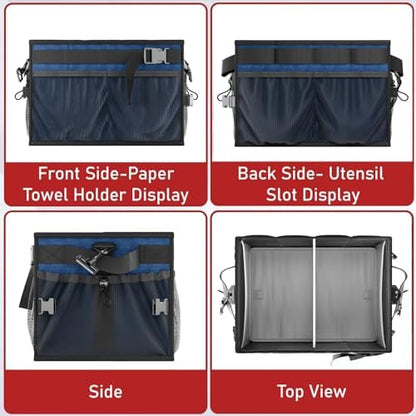 FANGSUN Grill Caddy, Foldable BBQ Caddy with Paper Towel Holder, Blue
