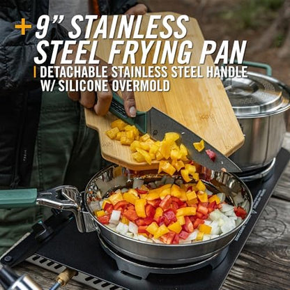 Gerber Gear ComplEAT Cook Set - Dishwasher-Safe Camping Cookware for Outdoor Cooking - Includes Saute Pan, Stock Pot, 4 Plates, 4 Bowls, Mixing Bowl & More