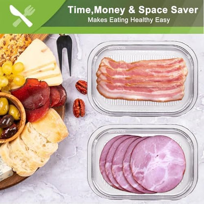 Deli Meat Container for Fridge, Stackable Food Storage Boxes with Lid for Cold Cuts, Salami, Deli, Lunch Meat, BPA Free, 18.6oz