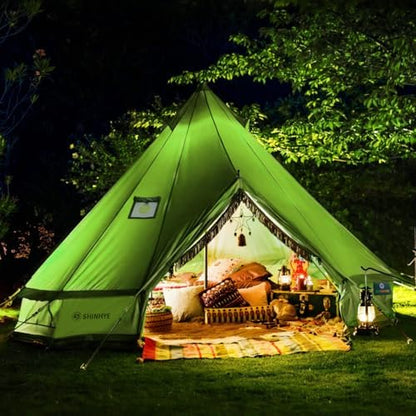 Canvas Bell Yurt Tent with Stove Jack, Waterproof Luxury 4 Season Tents for Family Outdoor Camping 100% Cotton Green Glamping Tents for Hunting, Partie, All Year Living