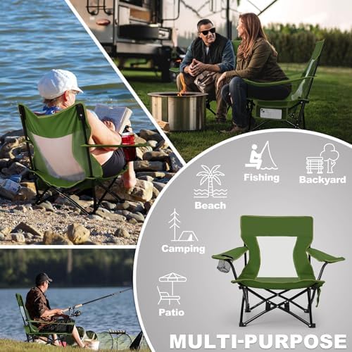 Joyfair Beach Camping Chair (2 Pack), Folding Chair for Adults (Green)