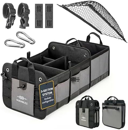 Large Car Trunk Organizer, Modular & Collapsible, Gray