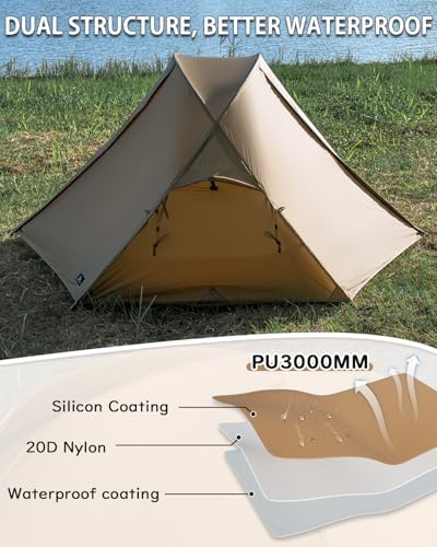 MC TOMOUNT Backpacking Tent Ultralight Nylon 1-2 Person Camping Tent