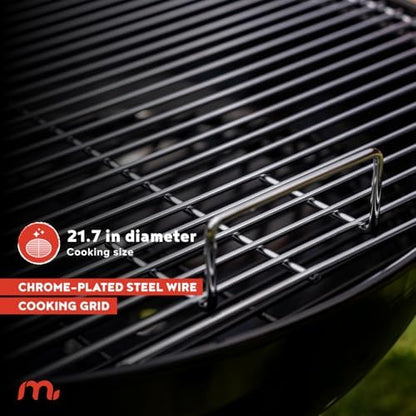 Megamaster 22" Charcoal Grill, Adjustable Air Vent with Storage Rack