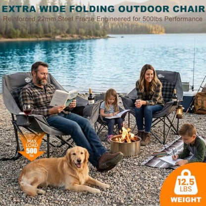 2 Pack Oversized Camping Chairs for Adults Heavy Duty