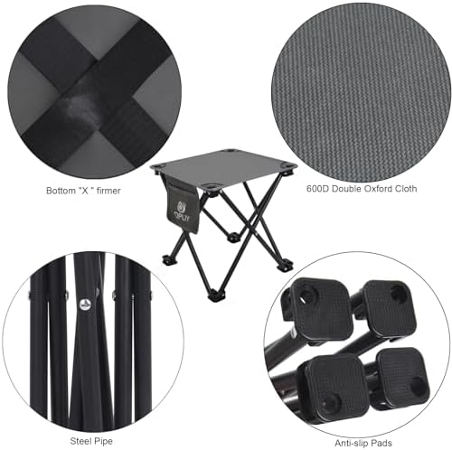 Opliy Camping Stool 2 Pack,13.5 Inch Portable Folding Stool for Outdoor Gardening and Beach Hiking Fishing,Foot Stool with Carry Bag (Gray)