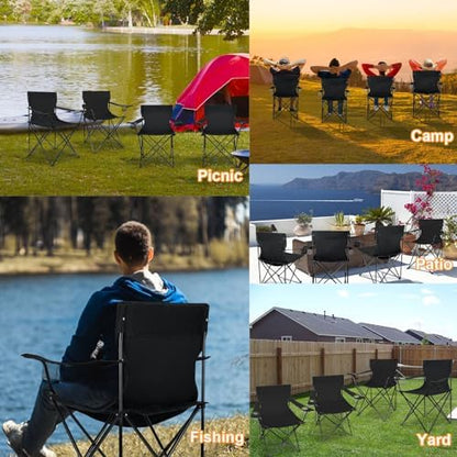 HaSteeL Camping Chairs, 4Pcs Oversized Folding Lawn Chairs for Adults