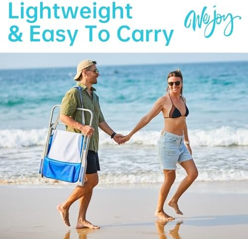 #WEJOY Folding Beach Chairs for Adults, High Back Lightweight for Camp Lawn