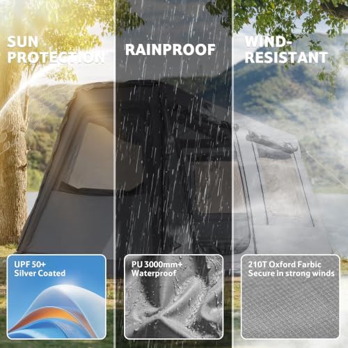 Naturehike Gen Air FL Inflatable Tent 2-4 Person, Easy Setup Blow up Tents with Pump, Waterproof 210D Oxford Fabric & Mesh Windows Tent for Outdoor Family Camping & Glamping