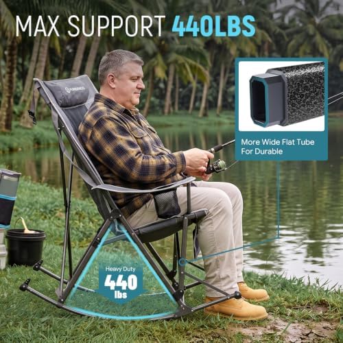 FUNDANGO Oversized Rocking Camping Chair 2 Pack Padded Folding Camp Chairs